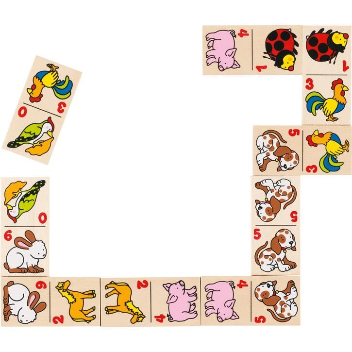 Goki Dominospiel Tiermotive im Holzkasten 56961 3+ Holz