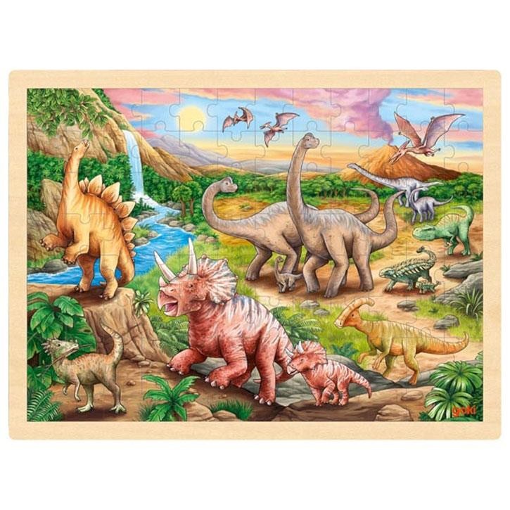 Goki Einlegepuzzle Dinosaurierwanderung aus Pappe/Holz