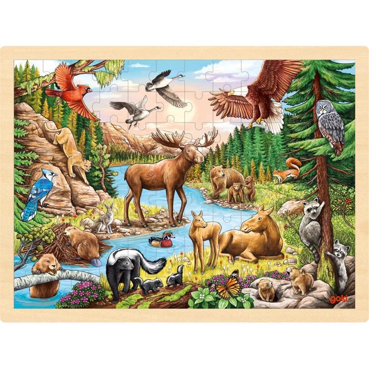 Goki Einlegepuzzle Nordamerikanische Wildnis 57409 3+ Holz