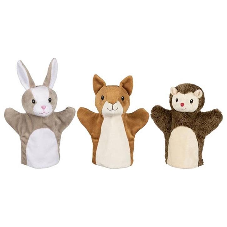Goki Handpuppe Eichhörnchen, Igel und Hase Textil 1+