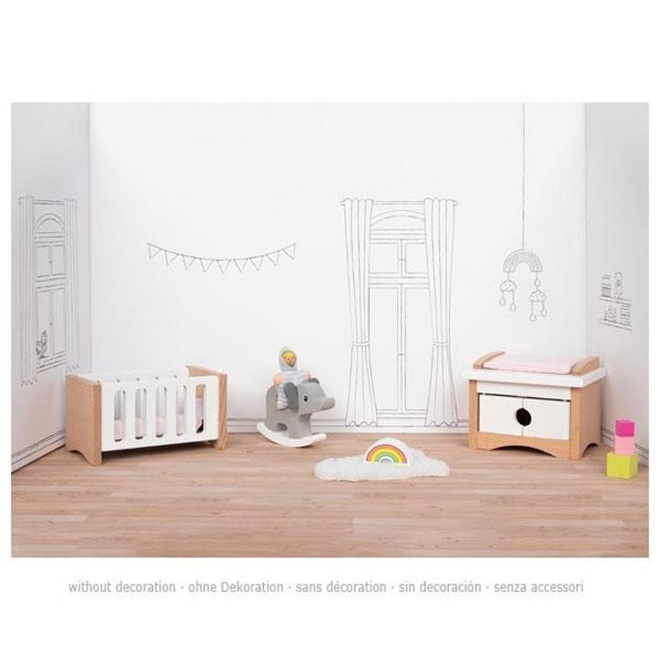 Goki Puppenhausmöbel Style Babyzimmer aus Holz