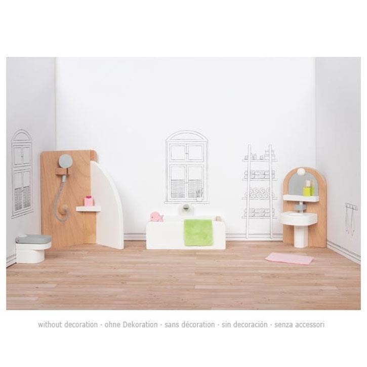 Goki Puppenhausmöbel Style Badezimmer aus Holz