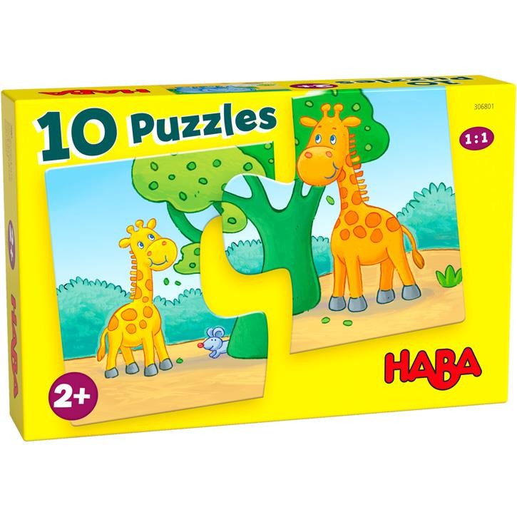 Haba 10 Puzzles - Wilde Tiere - mit je zwei Teilen ab 2 Jahren 