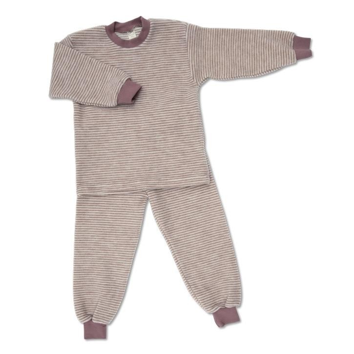 Lilano Kinder Schlafanzug 2-teilig mauve 128 aus Wollfrottee Plüsch kbT