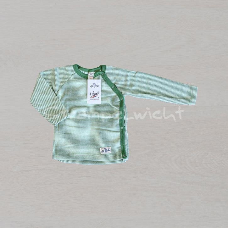 Lilano Shirt 1/1-Arm mit seitlicher Knopfleiste grün-ringel 68