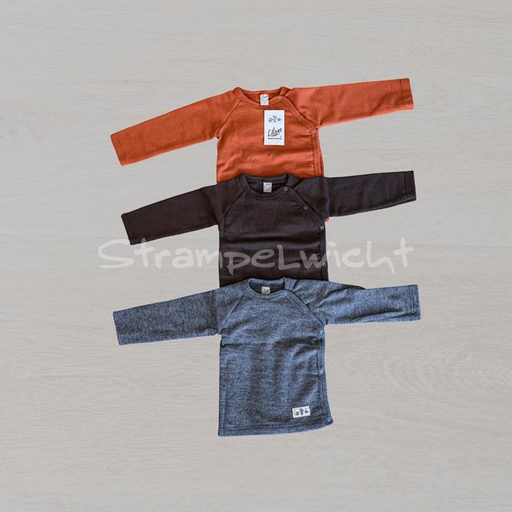 Lilano Shirt Wolle/Seide seitlicher Knopfleiste orange/braun/grau