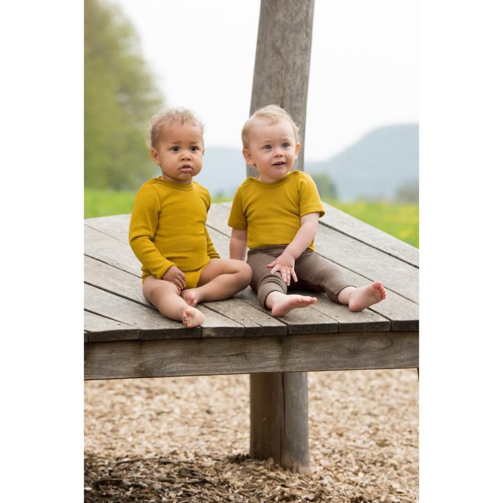 Neuheit 2020 Engel Baby Body lang Arm Safran gelb 70 % Wolle 30 % Seide neu