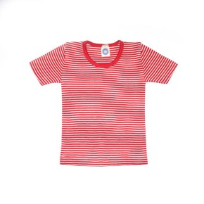 Cosilana Kinder-Unterhemd kurzarm geringelt Wolle / Seide