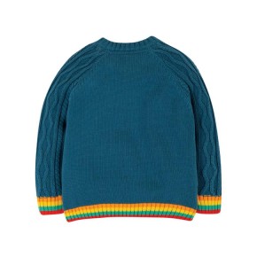 Frugi Caleb Cable Knit Pulli  Steely Blue/Fish 12-18M