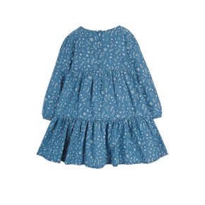 Frugi Fleur Tiered Dress, Chambray Floral