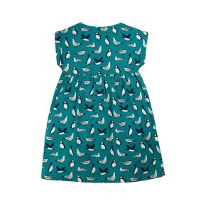 Frugi Fran Jersey Dress, Camper Blue Sea Birds