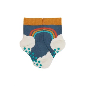 Frugi Grippy Socks 2 Pack, India Ink/Rainbow