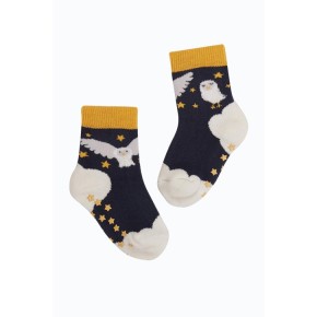 Frugi Grippy Socks 2 Pack, Indigo/Owl
