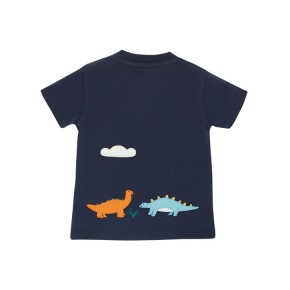 Frugi James Applique T-Shirt, Indigo/Dinos