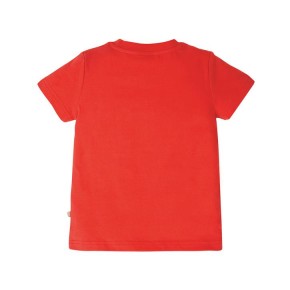 Frugi Stanley Applique T-Shirt  Koi Red/Boats