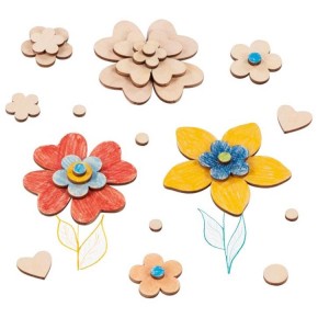 Goki Bastelset Blütenzauber 75 Motivplättchen aus Holz
