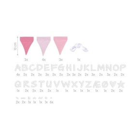 Goki Buchstabenwimpelkette rosa, mit 10 Wimpeln