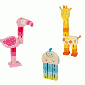 Goki Posen Tiere Giraffe, Flamingo und Krake 3+ Holz