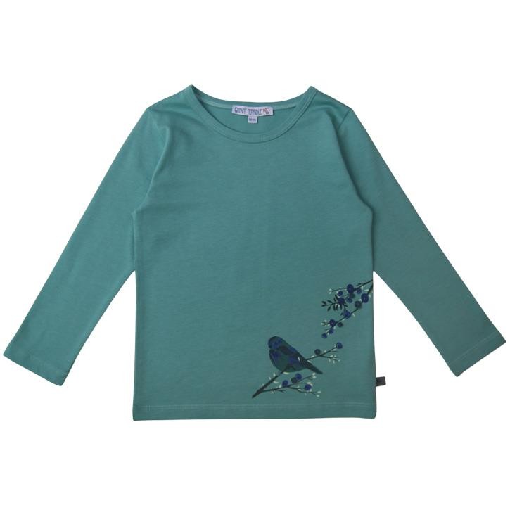 Enfant Terrible Shirt mit Blaubeer- und Vogeldruck ozean