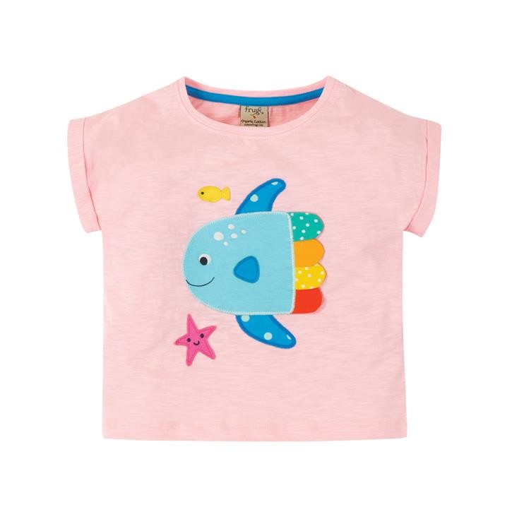 Frugi Sophia Slub T-Shirt  Soft Pink/Fish