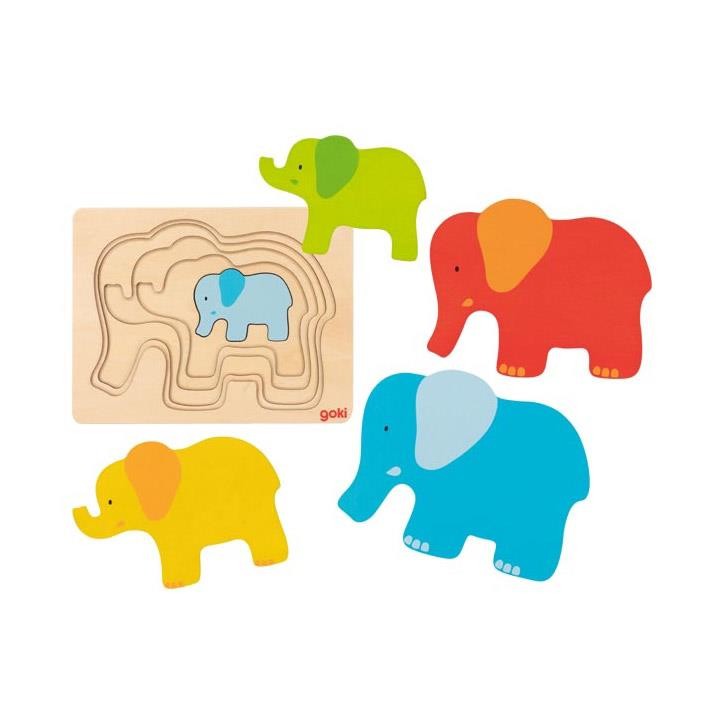 Goki Schichtenpuzzle Elefant 57450 2+ Holz
