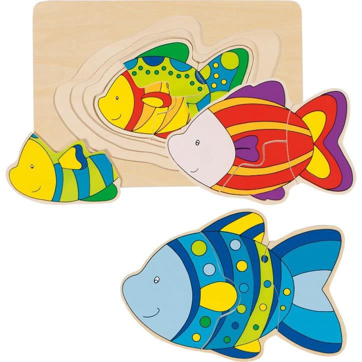 Goki Schichtenpuzzle Fisch 57897 2+ Holz