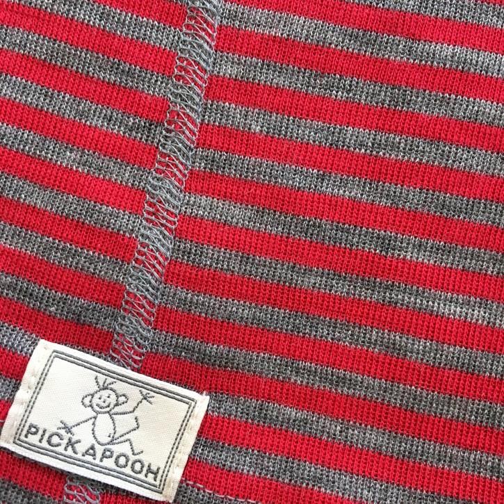Pickapooh Strunzl, Wolle/Seide, 3 / rot /grau gestr. Ltd. Edition